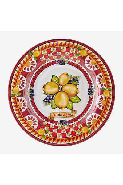 CHIARA ALESSI Capri Red Melamine Dinner Plate 28 Cm