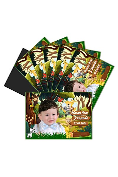 Elara Tasarım Safari kişiye özel magnet 9 Adet Jelatinli 6,5x9,5 Babyshower Y...