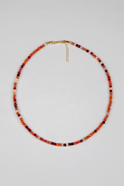 Lila Rosa Kristal Taşlı Etnik Otantik Kolye