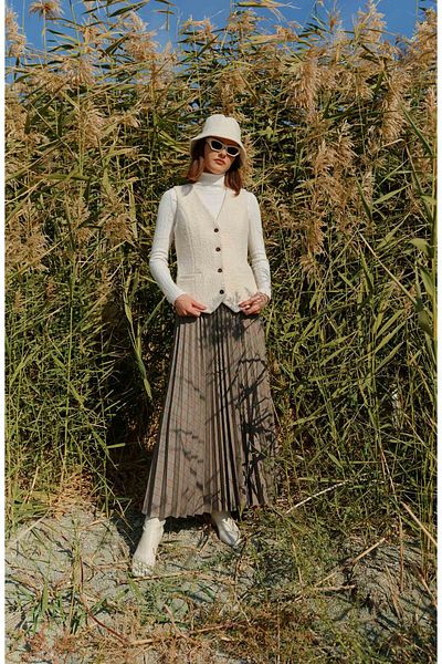 Fatma Atasoy Midi Ecru Teddy Vest