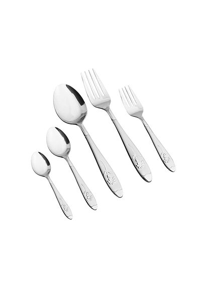 HIC 30 Piece Japanese Silver Stainless Steel Spoon Set