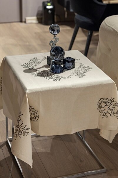 RH Rosehan بطانية فيسكوس من القطن الطبيعي والكتان المطبوع يدويًا (105x105 سم) تصميم أنيق