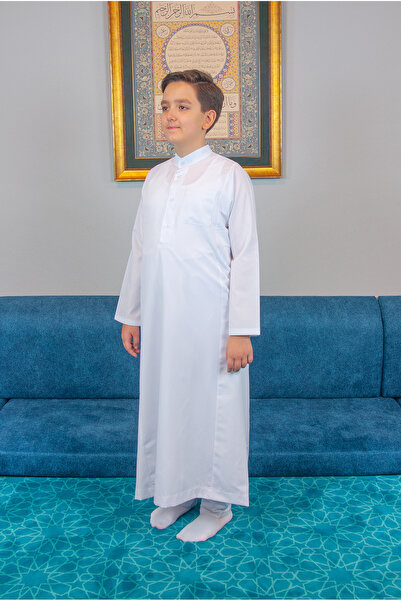 ihvan online Costum din două piese pantaloni Fistan Hajj Umrah Judge pentru băiat - alb