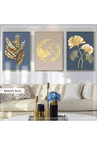 Tablomtr Masă din sticlă reală cu cadru metalic BrightBlueA Set de 3