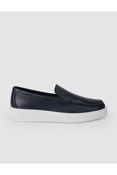 Cabani 100% Genuine Leather Navy Blue Men's Loafer Shoes