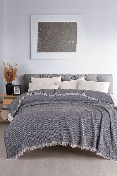 Terry Home Carden Anthracite Double Cotton Pique Bedspread - 200X230 cm