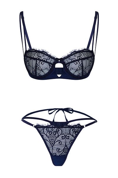 Trendyol Collection Námořnická modrá Krajka s provazovým popruhem Pletené spodní prádlo – Thmss24Cc00025