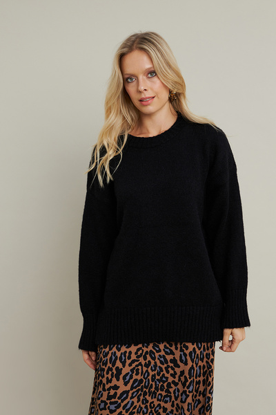 Cool & Modest Pulover negru casual pentru femei - MYV104