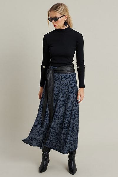 Cool & Sexy Damen-Glockenrock mit Indigo-Muster – LON3007