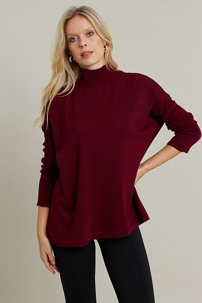 Cool & Modest Women's Burgundy Loose Knitwear Blouse Yv289