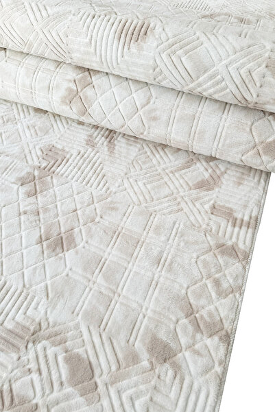 ALgorand Home Αντιολισθητικό χαλάκι με ανάγλυφη επιφάνεια για σαλόνι, διάδρομο, κουζίνα, Mastel Beige Runner