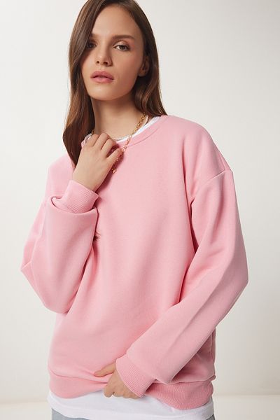 Happiness İstanbul Damen-Sweatshirt Basic in Anthrazitgrau OW00001