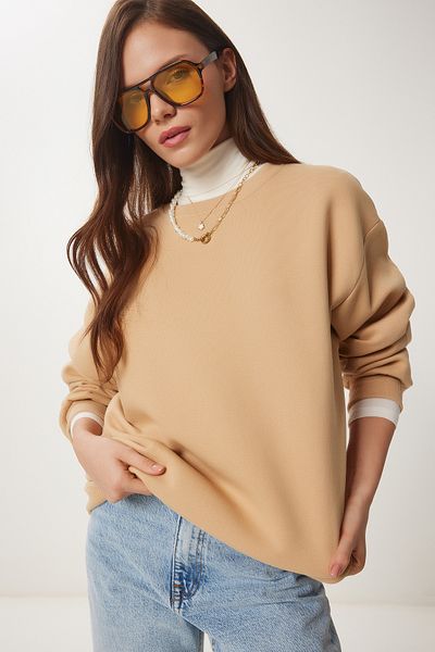 Happiness İstanbul Biscuit Raised Basic Sweatshirt für Damen OW00001