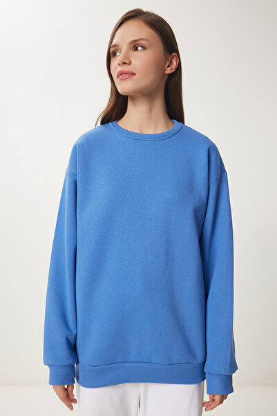 Happiness İstanbul Dámská základní mikina Sky Blue s kapucí OW00001