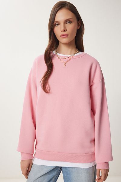 Happiness İstanbul Damen-Sweatshirt Basic in Anthrazitgrau OW00001