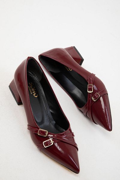 SOHO Patent Leather Burgundy Women's Classic Heels - 19647