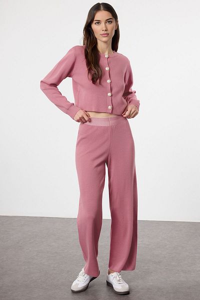 Trendyol Collection Pink Crop Knitwear Bottom-Top Suit Twoaw25Au00026