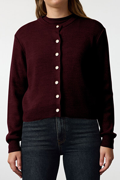 Trendyol Collection Podstawowy kardigan w kolorze claret red-kardigan dzianinowy w kolorze bluzu Twoaw25Hi00216