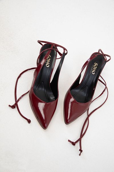SOHO Claret Red Patent Leather Women's Classic Heeled Shoes 15776