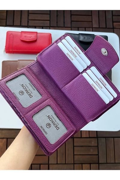 DERKON Genuine Purple Women's Wallet