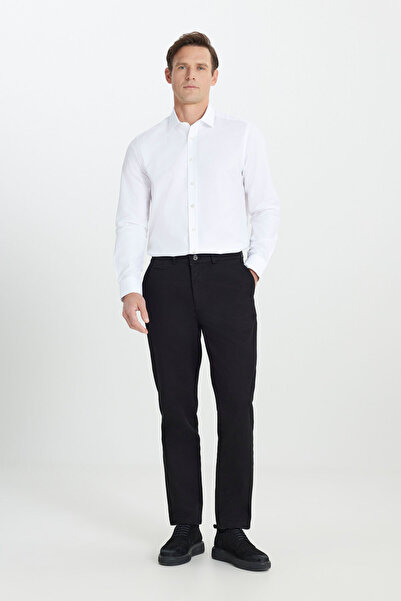 ALTINYILDIZ CLASSICS Erkek Siyah Comfort Fit Rahat Kesim Pamuklu Esnek Armürlü Yan Cep Pantolon