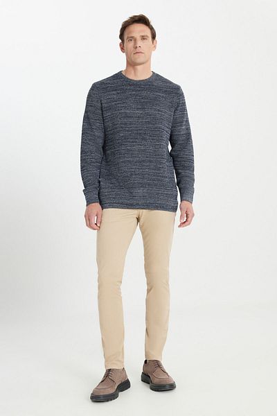 AC&Co / Altınyıldız Classics Pulover pentru bărbați, tricotaj cu model, cu decolteu obișnuit, cu croială standard, albastru-marin, gri
