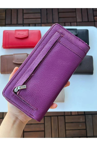 DERKON Portofel de damă violet autentic