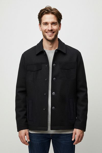 Trendyol Collection Μαύρο χειμωνιάτικο κοντό παλτό με κανονική εφαρμογή TMNAW25KB00010