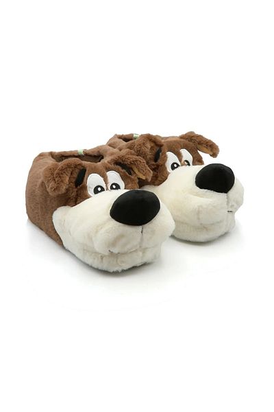 Twigy Γυναικείες μαλακές παντόφλες ζώων Tw Brown White Bobby