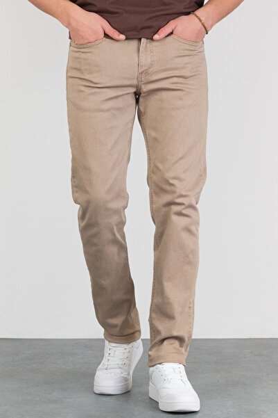 HLT JEANS Erkek Bej Regular Fit Esnek Likralı Denim Jeans Kot Pantolon Hlthe001933 - Regular Bej