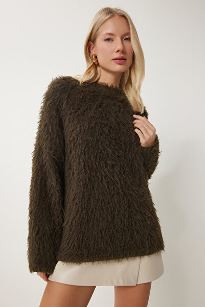 Happiness İstanbul Γυναίκειο Μπεζ Μαλλινό Πλεκτό Πουλόβερ US00950