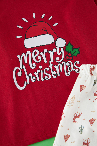 Trendyol Collection Červená bavlněná sada pleteného pyžama s vánoční tématikou THMAW25PT00220