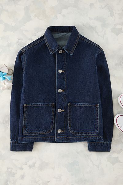 TRENDYOLKIDS Тъмно синьо дънково яке за момче Tkdss25Ce00003
