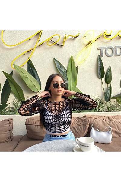 linka El yapımı,Tığ işi Örümcek ağı Bolero, Yazlık file Bolero