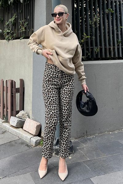 Moda Glo Φούτερ με κουκούλα και τσέπες Oversize