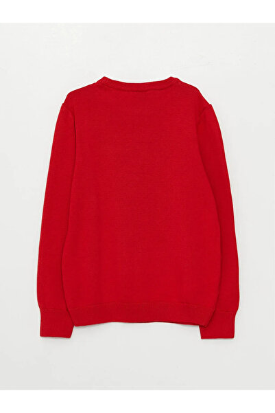 LC Waikiki LCW Kids Kırmızı Bisiklet Yaka Spiderman Desenli Uzun Kollu Erkek Çocuk Triko Kazak