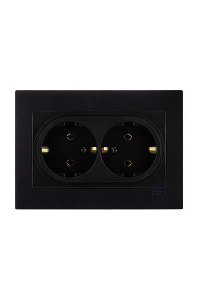 REWEL Exen Karell Black Metallic Double Grounded Socket - 200- 141403 -245 321071