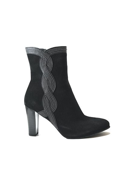 Onlo Ayakkabı Onlo Shoes DV.110 Γνήσιο δέρμα Nubuck Μαύρο Κλασικό ψηλοτάκουνο γυναικείο μποτάκι