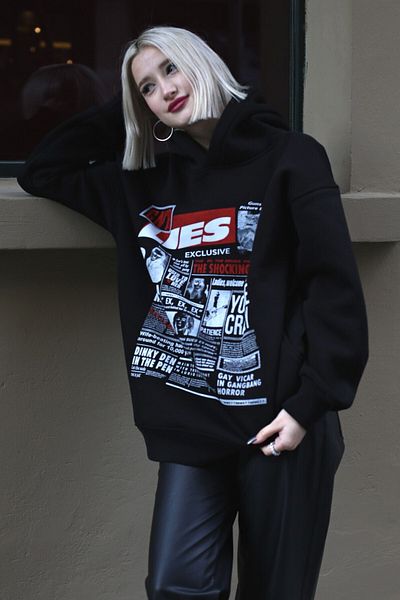 Moda Glo Printed Oversize Hooded Women's Sweatshirt