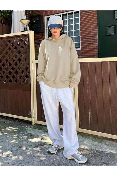 Moda Glo Unisex φούτερ oversize με κείμενο τυπωμένο στην πλάτη