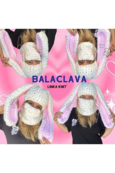 linka El Yapımı Tavşan Kulaklı Kar Maskesi, Kışlık Balaclava, Tavşan Kulaklı ...