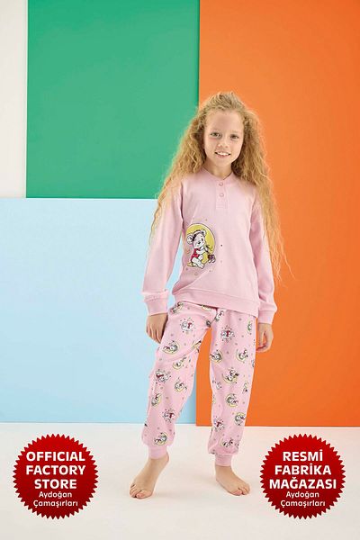 Aydoğan Girl's 100% Cotton Interlock Pink Pajamas Set A6-2 -1696 - Aydogan ®