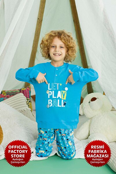 Aydoğan Set pijama albastră pentru băiat - 100% bumbac, mânecă lungă, Aydogan ®