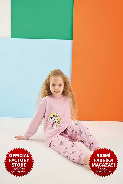 Aydoğan Girl's 100% Cotton Interlock Pink Pajamas Set A6-2 -1696 - Aydogan ®