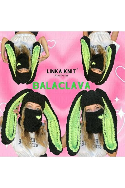 linka El yapımı Tavşan kulaklı Kar Maskesi, Kışlık Balaclava, Tavşan Kulaklı ...