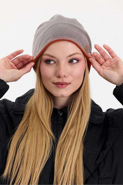 Butikgiz Gray Fleece Exterior and Tile Cotton Inside - Double Color Foldable Soft Beanie