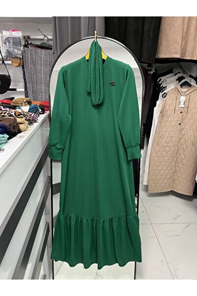 Zeynep Butik Burgu Kumaş Kışlık Tesettür Elbise 1615