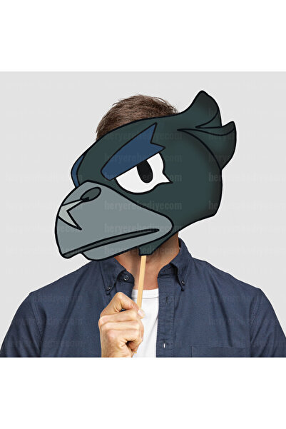 heryerehediye Brawl Stars Crow Çubuklu Karton Yüz Maskesi , Kalın Kuşe Baskı