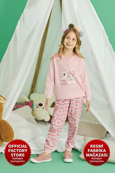 Aydoğan Pink Pajama Set for Girls - 100% Cotton, Long Sleeve, Aydogan ®