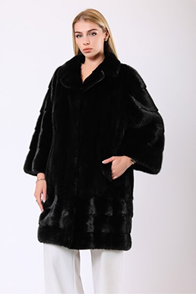 Leather Club Siyah Suzanne Vizon Kürk Kaban